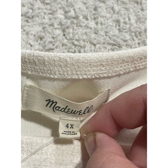 NWT Madewell Women's 4X Plus Size Crepe Square Neck Puff Sleeve Top Cream - Picture 9 of 12